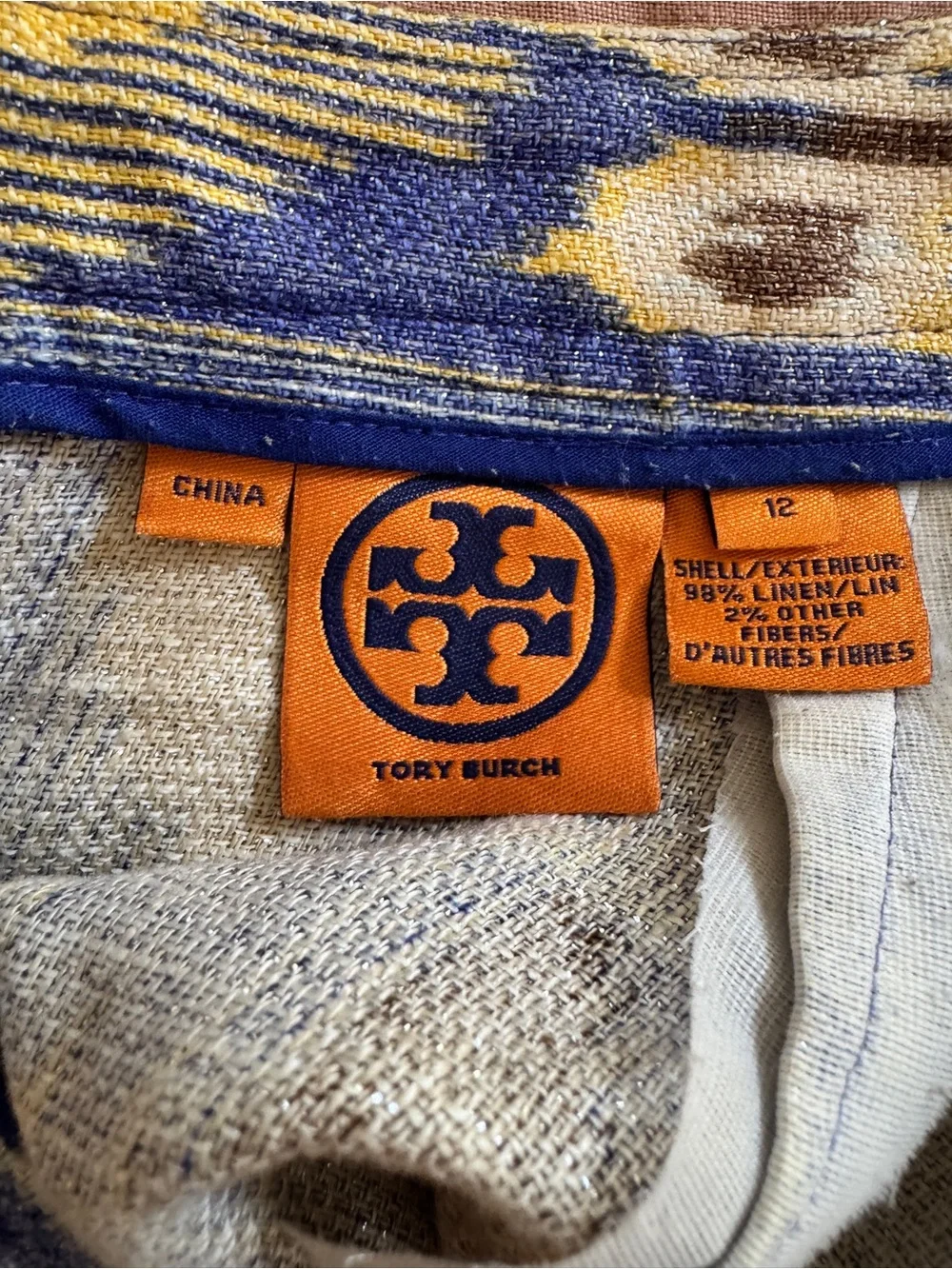 Tory Burch multicolor tribal Ikat Pleated A-Line Midi Tulip Skirt sz 12